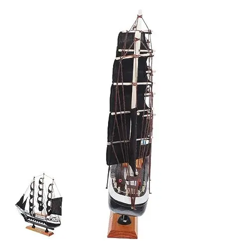Produktbild: RORPOIR Piratenschiff Modell Aus Holz Detailgetreues Segelboot Für Heimdekoration Schiffsmodell Für Sammler 1 Stück Naturholz 40 cm