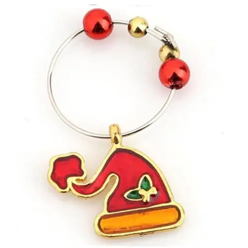 Produktbild: RORPOIR Weihnachtsparty Liefert Glasmarker 6-Teiliges Set glas Schmuckstücke Weihnachten glas Charms Glasringe Weihnachtsfeier Supplies Getränke glasmarker glas-Anhänger vergoldet Charme