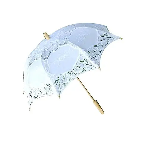 Produktbild: RORPOIR Foto-spitzenschirm Bühnenshow- Hochzeit Dekoratives Brautjungferngeschenk Foto-requisite Weißer Griff 31 Cm