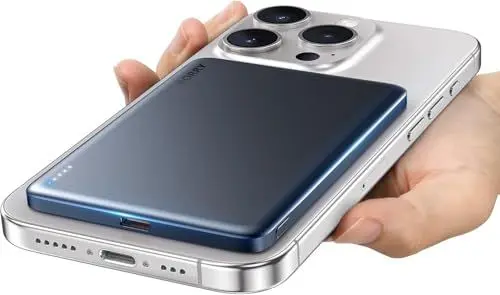 Produktbild: RORRY Mag-sync Power Bank für iPhone Magsafe, 5000mAh PD 18W 8.6mm Tragbares Magnetisch Powerbank, Externe Handy Akkus für iPhone 16 Pro Max 15 14 13 Samsung Xiaomi