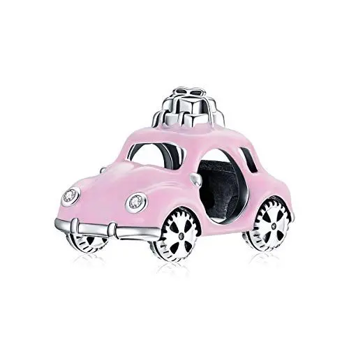 Produktbild: Rosa Auto Charms für Pandora Armbänder und Halsketten, 925er Sterling Silber Reise Charm, Weihnachts geschenk für Frauen