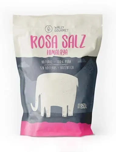Produktbild: Rosa Kristallsalz aus dem Himalaya FEIN. 100% veganes Speisesalz, reines Steinsalz, unbehandeltes Natursalz, ohne Zusatzstoffe, unraffiniert. Pakistanisches Salzgebirge. Herkunft: Pakistan 950Gr