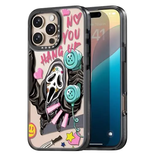 Produktbild: Rosarnnah Kompatibel mit iPhone 16 Pro Max Hülle – Skeleton Schwarz Cover Design – niedliche Ästhetik Handyhülle für iPhone 16 Pro Max 6.9