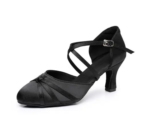 Produktbild: Rosefinch Damen Ballroom Latein Tanzschuhe Salsa Tango Walzer Gesellschaftstanzschuhe für Damen Tanzschuhe Schwarz 7cm Absatz 38 EU