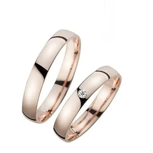 Produktbild: Roségoldenes Ehering-Set für Paare, passendes Ehering-Set, personalisiertes Silber-Ehering-Set