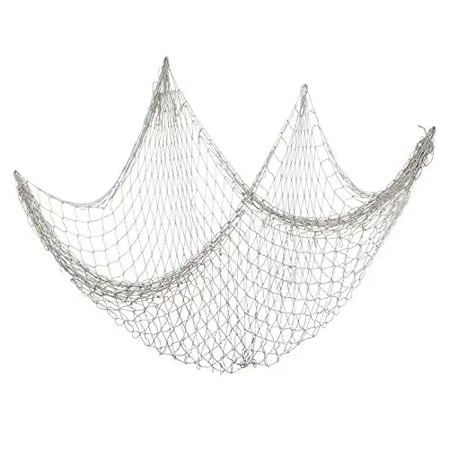 Produktbild: ROSEMO Fischernetz Deko Outdoor Weiß Fischernetze im mediterranen Stil zum Aufhängen Fischerei Dekorative Netz Fischernetz Wandbehang Maritime Dekonetz für Fotowände Hintergrund Fotografie 150x200cm
