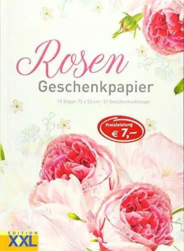 Produktbild: Rosen - Geschenkpapier: 10 Bögen, 72 x 52 cm, 21 Geschenkanhänger im Set