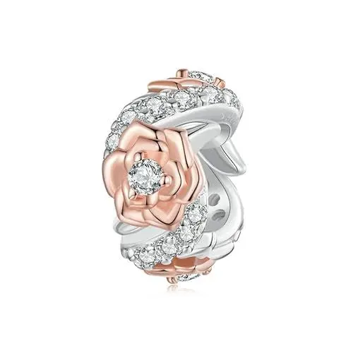 Produktbild: Rosen stopper-Bead für Pandora-Armband, 925 Sterling Silber Roségold-Spacer-Bead-Charm