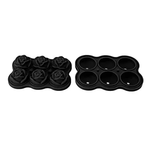 Produktbild: Rosen-Eiswürfelform, Silikon-Rosen-Eiswürfelform, Silikon-Eiswürfelform, Eiskugelbereiter mit Deckel, 6 Würfel, Leicht Herausnehmbare Eiswürfelform für Gekühlte Cocktails,