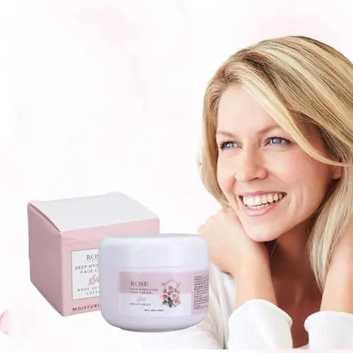 Produktbild: Rosen-Feuchtigkeitscreme, 2er-Pack, Reduziert Feine Linien, Spendet Feuchtigkeit und Festigkeit, Angereichert mit Rosenwasser, Schnelle Absorption für Weiche, Glatte Haut,