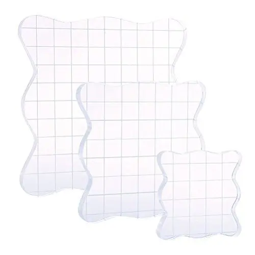 Produktbild: 3Stücke Teiliges Acryl Stempelblock Set mit Gitter für Scrapbooking und Bastelprojekte Transparent Einfache Handhabung für Karten und Einladungen