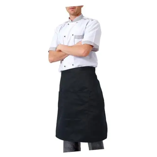 Produktbild: ROSENICE Bistroschürze Kurze Kellnerschürze mit Taschen Unisex Taille Schürze (Schwarz)