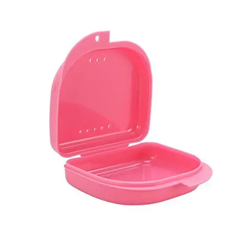 Produktbild: ROSENICE Dental Box Prothese Fall Mit Entlüftungsöffnungen und Klappdeckel Snaps Mundschutzkoffer Kieferorthopädische Zahnkästchen im Rosa