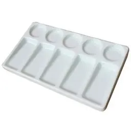 Produktbild: rosenice 10-Well rechteckige Form Porzellan-Palette Keramik Aquarell auslaufsicher Malerei Palette (weiß)