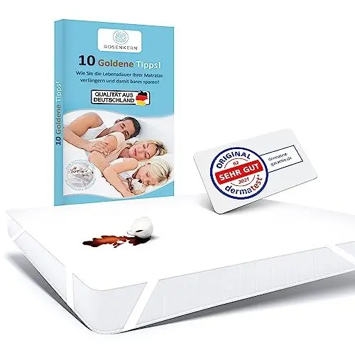 Produktbild: Rosenkern® Milbenbezug Matratze 90x200 - (Made in Germany) - Inkontinenz-Bettunterlage Waschbar - Atmungsaktiver Molton Matratzenschoner - Nässeschutz 90x200 Wasserdicht