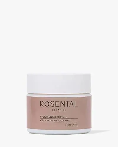 Produktbild: ROSENTAL ORGANICS Hydrating Moisturizer - Feuchtigkeitscreme mit Rosenquarz, Hyaluron & Aloe Vera - Gesichtscreme - 100% Natürlich - Gesichtspflege - Trockene Haut - Naturkosmetik (50ml)