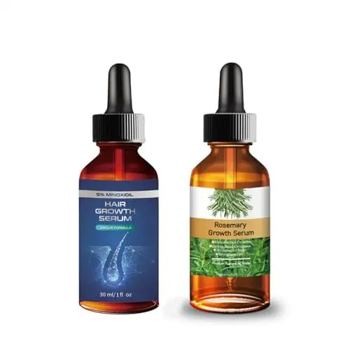 Produktbild: AorZ Rosmarin ätherisches Öl 1 oz+5% Haarwachstumsserum 1 oz, Rosmarin essentiell für Verlust Nachwachsen, stärkt das Haar, nährt die Kopfhaut, Haarwachstumsset