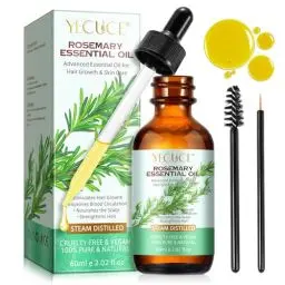 Produktbild: Rosmarinöl für Haare-Rosmarinöl für Haarwachstum, reines ätherisches Öl für Wimpern, Augenbrauen, Gesicht, Hautpflege, Körpermassage, Haarausfall – 60 ml