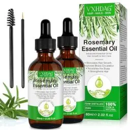 Produktbild: Rosmarinöl für Haarwachstum - 100% reines natürliches ätherisches Bio-Rosmarinöl für Augenbrauen und Wimpern, nährt die Kopfhaut, regt das Haarwachstum für alle Haartypen (2 Pack 2x60ML)