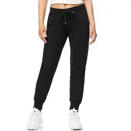 Produktbild: ROSS CAMP Jogginghose Damen - Sporthose Frauen Baumwolle, Trainingshose Fitness High Waist, Sweatpants Slim Fit Freizeithose Lang, Jogging Hose Laufhosen Modern Schwarz/L