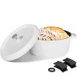 Produktbild: ROSSETT Bräter mit Deckel 24cm, Schmortöpfe mit Antihaftbeschichtung für Backen Schmoren Braten, Induktion und alle Herdarten, backofenfest, Spülmaschinenfest, Rund 4,3L Cocotte