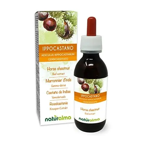 Produktbild: Rosskastanie (Aesculus hippocastanum) Alkoholfrei Knospen-Extrakt aus frishen knospen Naturalma - Flüssig-Extrakt Tropfen 120 ml - Nahrungsergänzungsmittel - Veganer