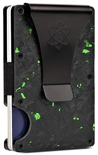 Produktbild: ROSSM Geldbörse Herren mit RFID-Schutz - Kartenetui Herren aus Kohlefaser und Metall mit Geldklammer und Gummiband - RFID Geldbeutel Herren- Slim Wallet for Men