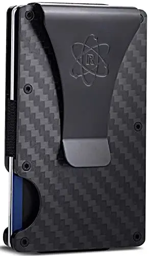Produktbild: ROSSM Geldbörse mit RFID-Schutz - Kartenetui Herren aus Kohlefaser und Metall mit Geldklammer und Gummiband - RFID Geldbeutel Herren- Slim Wallet for Men