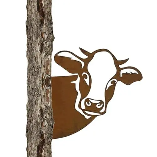 Produktbild: Rost Deko für Garten, Kuhkopf Gartenstatuen Metall Edelrost Kuh Dekoration1Stück Tierischer Rost Kuh Figur Deko Metall Rostige Tier Silhouette Edelrost Kuhkopf Wanddekoration für Garten Farm （Kuh ）