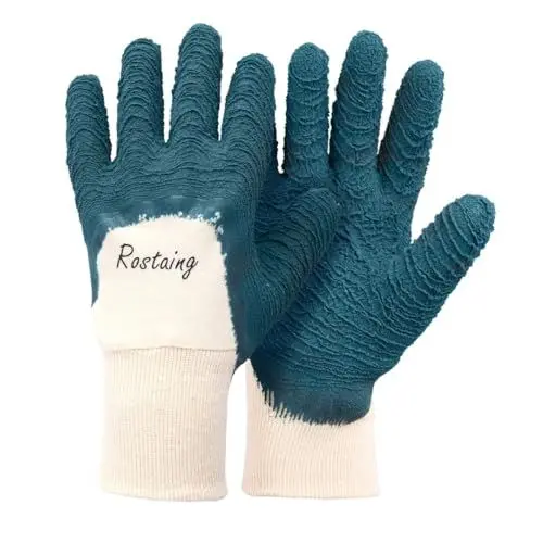 Produktbild: ROSTAING Handschuhe PROTECT - Latex-Handschuhe für die gemischte Gartenarbeit Rosen und kleine Dornen - Wasserdichter Schutz - Ideal zum Schneiden von Dornen - Schutzhandschuhe - Grün Blau