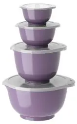 Produktbild: Rosti Margrethe Schüssel Set, Rührschüssel Set, 8-Teilig mit 4 Rührschüsseln und 4 Deckel, Teigschüssel aus Recycelbarem Kunststoff, 0,25 Liter, 0,5 Liter, 1,5 Liter und 3 Liter, Lavender