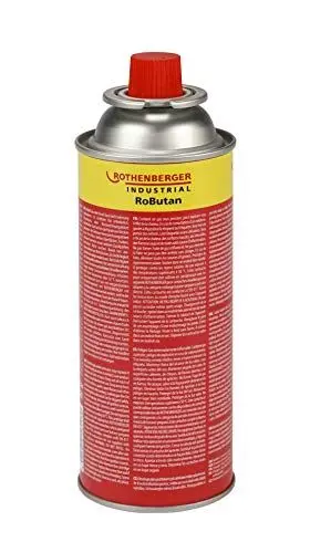 Produktbild: ROTHENBERGER Industrial Gaskartusche RoButan 220 g / 393 ml, Bajonett-Verschluss, MSF-1A, Ventilkartusche Gas Outdoor Camping Brenner Unkrautvernichter, 1500003504