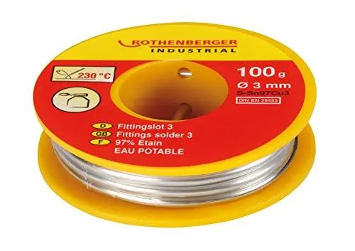 Produktbild: ROTHENBERGER Industrial Fittingslot 3 100 g, Ø 3 mm für Heizungs- und Trinkwasser Leitung, 045256E