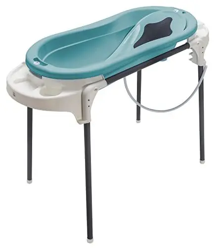 Produktbild: Rotho Babydesign TOP Xtra Badestation - wasserdicht - gross - Babybadestation - Babybadewanne - Babywanne mit Gestell - Babypflegeset - türkis