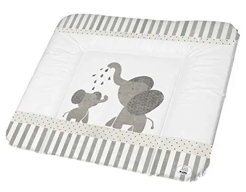Produktbild: Rotho Babydesign Wickelauflage Breit (85 x 72 cm) - wickelauflage - wickeltischauflage - abwaschbar - wickelmatte - wasserdicht - Motiv Modern Elephant
