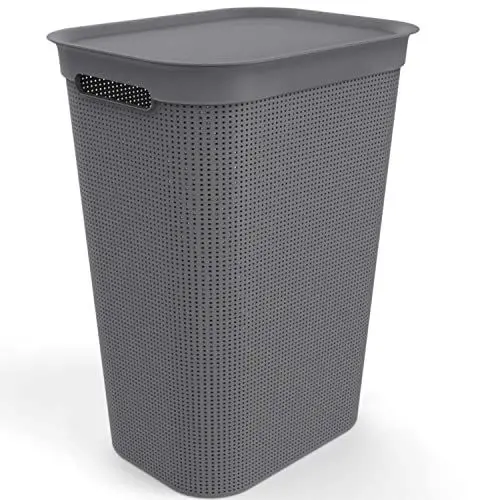 Produktbild: Rotho Brisen Wäschesammler 50l mit Deckel und Griffen, Kunststoff (PP) BPA-frei, anthrazit, 50l (43.1 x 34.0 x 52.9 cm)