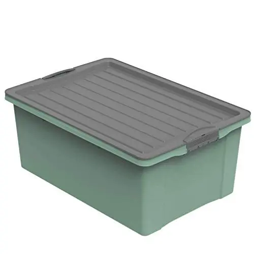 Produktbild: Rotho Compact Aufbewahrungsbox 38l mit Deckel, Kunststoff (PP recycelt) BPA-frei, grün/anthrazit, A3/38l (57.0 x 40.0 x 25.0 cm)
