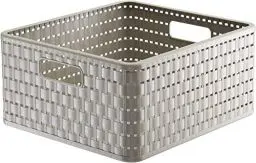 Produktbild: Rotho Country Aufbewahrungskiste 14l in Rattan-Optik, Kunststoff (PP) BPA-frei, cappuccino, 14l (32.8 x 30.0 x 16.0 cm)