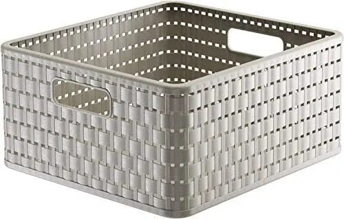 Produktbild: Rotho Country Aufbewahrungskiste 14l in Rattan-Optik, Kunststoff (PP) BPA-frei, cappuccino, 14l (32.8 x 30.0 x 16.0 cm)
