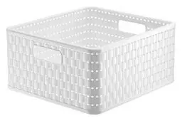Produktbild: Rotho Country Aufbewahrungskiste 14l in Rattan-Optik, Kunststoff (PP) BPA-frei, weiss, 14l (32.8 x 30.0 x 16.0 cm), Weiß