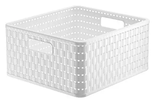 Produktbild: Rotho Country Aufbewahrungskiste 14l in Rattan-Optik, Kunststoff (PP) BPA-frei, weiss, 14l (32.8 x 30.0 x 16.0 cm), Weiß