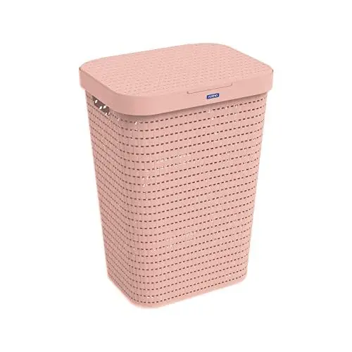 Produktbild: Rotho Country Wäschesammler 55l, Kunststoff (PP) BPA-frei, pink, 55l (42.0 x 32.2 x 57.7 cm)