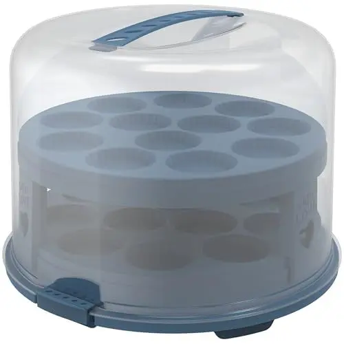 Produktbild: Rotho Fresh Tortenglocke hoch mit Trays, lebensmittelechter Kunststoff (PP) BPA-frei, blau/transparent, (35.5 x 34.5 x 26.0 cm)