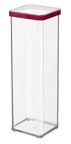 Produktbild: Rotho Loft quadratische Vorratsdose 2l mit Deckel und Dichtung, Kunststoff (SAN) BPA-frei, transparent/rot, 2l (10.0 x 10.0 x 28.5 cm)