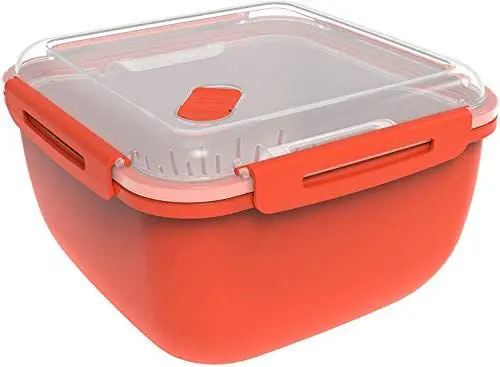 Produktbild: Rotho Memory Microwave Dampfgarer 2.5l mit Siebeinsatz für Mikrowelle und Steamer, Kunststoff (PP) BPA-frei, rot/transparent, 2.5l (19.5 x 19.5 x 12.1 cm)