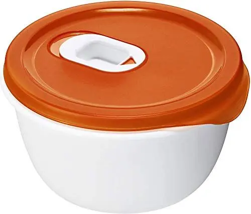 Produktbild: Rotho Micro Clever Mikrowellen-Schüssel 0.8l mit Deckel und Ventil, Kunststoff (PP) BPA-frei, rot/weiss, 0.8l (16.0 x 16.0 x 8.5 cm)