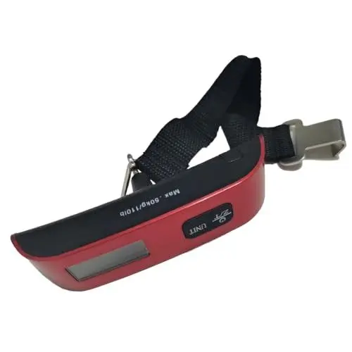Produktbild: ROTOPATA Kofferwaage Digital mit Haken, Gepäckwaage für Reisen mit Temperatursensor, LCD Anzeige, Max 50KG / 110 lb, Hängewaage für Koffer, Kofferwage Luggage Scale (Rot)