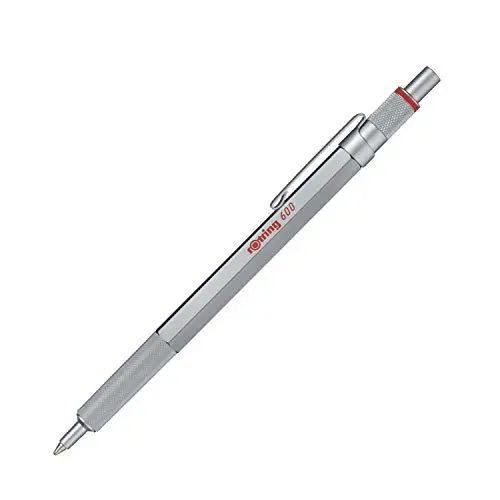 Produktbild: rOtring 600 Kugelschreiber | mittlere Spitze | Schwarze Tinte | silberfarbener Schaft | nachfüllbar