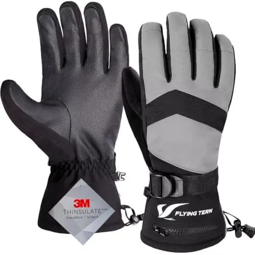 Produktbild: ROTTO Flying Tern Skihandschuhe Wasserdicht Herren Damen Winterhandschuhe Warme Schneehandschuhe Touchscreen Handschuhe 3M Thinsulate für Skifahren Snowboarding Skating Wintersport
