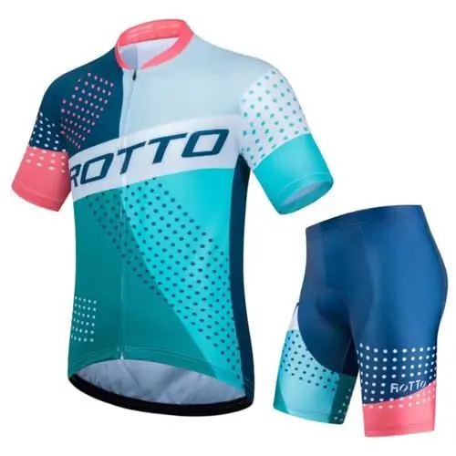 Produktbild: ROTTO Radtrikot Herren Set Kurzarm Fahrradtrikot und 3D Gepolsterte Radhose Rennserie